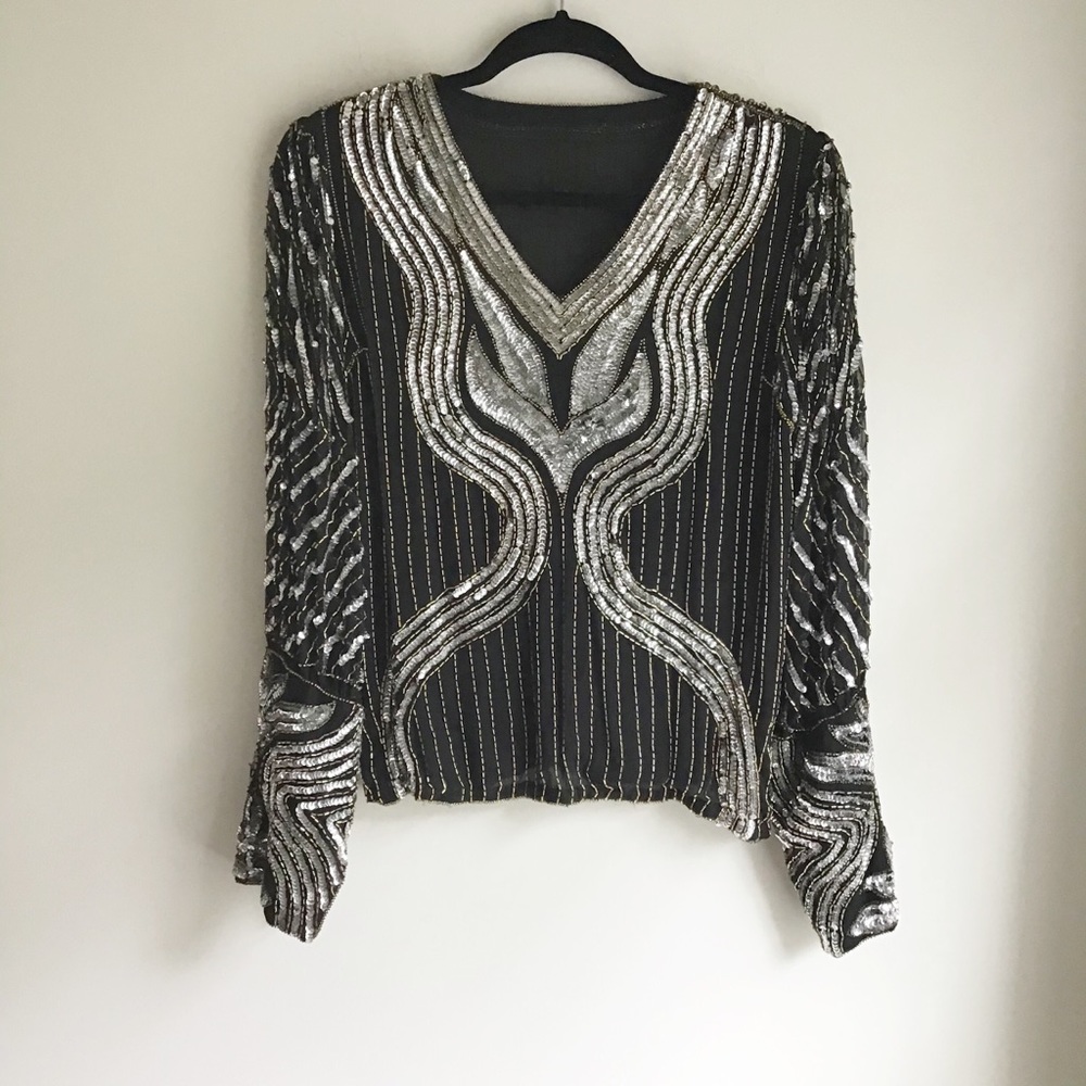 Vintage Fully Beaded Women's Blouse-small